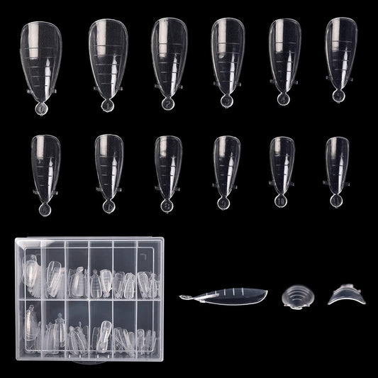 KADS 120PCS Clear Full Cover Dual Nail System Form UV Gel Acrylic Nail Art Mold Artificial Nail Tips with Scale for Extension (MODEL 8)